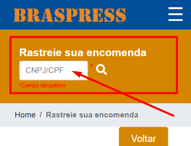 Exemplo Rastreio Braspress